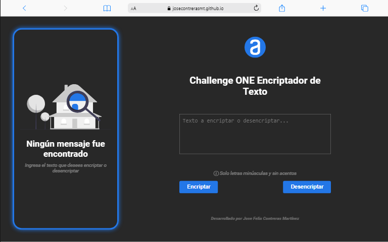 Challenge ONE - Encriptador de Texto